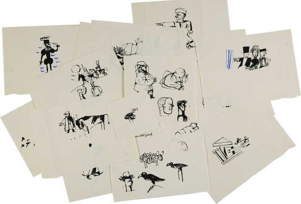 Красный Юрий Михайлович. Лот из 19 вариантов иллюстраций к кн.: Бектенов К.  Смех моего друга Райкана. М.: Сов. писатель, 1969